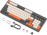 K8 Clavier de Jeu Mécanique Sans Fil à échange à Chaud,Clavier Filaire Rétroéclairé RGB,Commutateur Rouge,Bluetooth/2,4 GHz/USB-C Tri Mode avec batterie 4000 mAh pour Mac/Win Gris/Orange(Q1321)