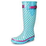 Lunar Polka Dot, Bottes en Caoutchouc Femme - Bleu - 5 UK (38 EU)