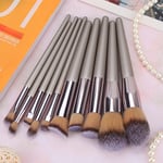 10Pcs Champagne Gold Makeup Brushes Set Foundation Eyeshadow Eyebrow Blush B HEN