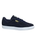 Puma Suede Classic + Navy Blue Leather Low Lace Up Mens Trainers 356568 52 - Size UK 3.5