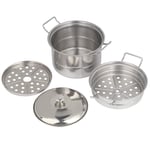 Josopa Mini Steamer Pot, 3 Tier Stainless Steel Steamer Insert Pans Cookware Pot Saucepot Boiler with Lid, House Kitchen Cooking Food, 12.8 * 8.5cm/5 * 3.3in