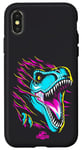 Coque pour iPhone X/XS Jurassic World Colorful Neon Iconic T-Rex Logo