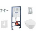 Grohe Rapid SL - Bâti-support pour WC suspendu + cuvette et siège Villeroy & Boch, plaque Skate Cosmopolitan, chrome 38528SET-KB