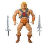 Masters of the Universe Figurine Musclor articulée 14 cm de la collection Cartoon Masters of the Universe Origins, héros avec harnais, 2 épées et mini-bande dessinée, HYD17