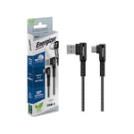 Energizer - Câble USB-C Coudé à 90° - Extra-long (2 m) - En Nylon Tressé - Idéal pour les Gamers - Noir