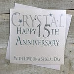 White Cotton Cards "Crystal Happy 15ème Anniversaire de Mariage avec Love on a Special Day Carte Faite à la Main