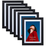 EYMPEU 8x6 Photo Frame with Mat Capable of Holding 8x6 or 7x5 Photos, Set of 6 Black Photo Frames for Wall or Table Top Rustic Photo Frames