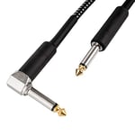 CASCHA Câble pour guitare 6.3mm, longueur 3m, câble pour instrument professionnel, Jack to Jack, câble d'ampli pour guitare électrique (Straight to Angled Jack), noir