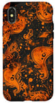 Coque pour iPhone X/XS Orange Abstrait Cachemire Occulte Gothique Art