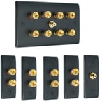 4.1 Slimline Surround Sound Audio AV Speaker Wall Face Plate Kit - Matt Black