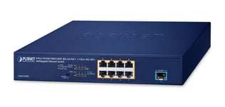 Planet MGS-910XP 8-Port 10/100/1000/2500T 802.3at PoE + 1-Port 10G SFP+ Multigigabit Ethernet Switch (120 Watts PoE Budget, Standard/VLAN mode, desktop size with rackmount kit)