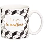 DRAEGER Paris | Mug Black & Gold Porcelaine Fine Tu ES Le Meilleur |Tasse à café pour Son ami, collègue, Partenaire, Copain, Amoureux |Mug Original avec Coffret Cadeau