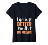 Womens Funny Ice Cream Design Gelato Sundae Summer Ice Cream Lover V-Neck T-Shirt