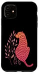 iPhone 11 Pink Orange Tiger Wild Animal Jungle Floral Boho Preppy Art Case