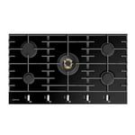 Parmco HO79GGW5 900mm Gas Hob, 4 Burner + Wok, Black Glass