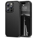 Tasikar Compatible with iPhone 14 Pro Max Case, Carbon Fiber Leather Texture with TPU Bumper Slim Protective Cover Case, Black