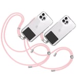 TBOC 2X Cordon Collier Laniere Portable Universel [Rose Clair] avec Patch de Fixation et Sangle de Suspension Amovible Réglable Résistante Compatible avec Toutes les Téléphones Mobiles Smartphones