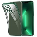 Supdeal Crystal Clear Case for iPhone 13 Pro Max, [Never Yellow] [Camera Protection], Thin Slim Fit Transparent Soft Silicone Phone Protective Case Cover, 6.7 Inch, Green