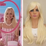 Blond Barbie Film Cosplay Peruk Lång Lockig/Rak Hår Peruk A