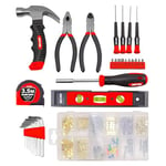 Dekton 30pc DIY Tool Kit - Good Quality, Durable Tools| Includes: Spirit Level, Side Cutting Pliers, Combination Pliers, 3.5m Tape Measure, Stubby Claw Hammer, 1/4 Inches Screwdriver Handle| Tool Bag