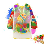 Zhlearda Tablier Peinture Enfant, Blouse Peinture Enfant Ensemble 6-12 Ans, Tablier Manche Longue Enfant Imperméable, Tablier Peinture avec Poches pour Peinture Coloriage, Cuisine, Filles et Garçons