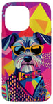 Coque pour iPhone 14 Pro Max Figurine schnauzer miniature tendance et colorée Pop Art