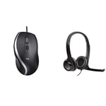 Logitech M500 Wired USB Mouse, Black & H390 Wired Headset for PC/Laptop, Stereo Headphones with Noise Cancelling Microphone, USB-A, In-Line Controls, Works with Chromebook - Black
