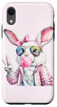 Coque pour iPhone XR Lunettes de soleil aviateur lapin de Pâques mignon Bubblegum Peace Sign