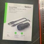 Belkin Premuim Car Bundle(Dual USB Car Charger 24W & USB-C to USB-A 1M Charging