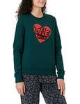 Love Moschino Women's Slim fit l with Brand Heart Print. Sweatshirt, Green, 44