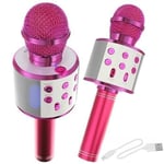 Goodbuy karaokemikrofoni sisäänrakennetulla bluetooth-kaiuttimella / 3W / aux / äänimodulaattori / USB / Micro SD pinkki.