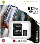 512GB Micro SD Card Memory Card 4K U3 Class 10 SDXC with SD Adapter Kingston