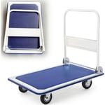 Chariot de Transport Pliable en Fer Charge Max 300KG avec Plateau Antidérapant, Chariot Pliable à 4 roulettes en pu, 60 x 90 x 88 cm pour