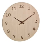 TFA Dostmann 60.3072.01 Horloge Murale analogique en Bois avec Chiffres 3D et Aiguilles en Bois pour Cuisine, Salon, Bureau - Objet décoratif à Piles - 30 cm de diamètre - Bois Clair