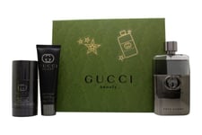 GUCCI GUILTY POUR HOMME GIFT SET 90ML EDT SPRAY + 75ML DEO STICK + 50ML S/G. NEW