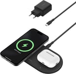 Boostcharge Pro Station De Charge 2-En-1 Avec Magsafe (Chargeur Sans Fil Avec Charge Rapide 15 W, Pour Tous Les Modèles De L'iphone 16, 15, 14, 13, 12, Les Airpods, Et Tout Appareil Magsafe)[X3648]