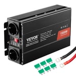 VEVOR Onduleur à Onde sinusoïdale modifiée, 1500 W, onduleur CC 12 V à CA 230 V avec 2 Prises AC, 2 Ports USB, 1 Port Type-C, 6 fusibles de Rechange, pour Petits appareils domestiques, Smartphone, pc