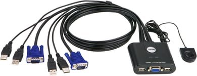 ATEN KVM-switch, 1 konsol styr 2 datorer, USB, 0,9m