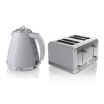 Swan Retro Twin Pack Grey - 1.5L Jug Kettle 3KW & 4 Slice Toaster