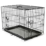 Tresko - Cage de Transport 77 x 48 x 54 cm pour Chien Pliable 2 Portes Transportable Caisse de Transport en métal