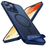 TORRAS Invisible Titanium Stand for iPhone 15 Pro Max Case [12FT Military Shockproof ] [TOP N56 Magnets] [20W Fast Charging] Truly Completely Flat & Slim Case iPhone 15 Pro Max Cover - Pstand Blue