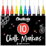 Liquid Chalk Pens (10 Pack) with Gold & Silver - Extra Fine Tip Dry Erase Marker Pens for Blackboard, Windows, Chalkboard Signs, Bistro - 1mm Tip