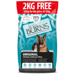 2 kg gratis! 14 kg Burns tørrfôr - Adult &amp; Senior Original kylling og brun ris