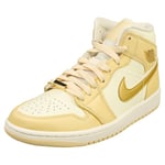 Nike Air Jordan 1 Mid Se Womens Fashion Trainers in Vanilla Gold - 4.5 UK