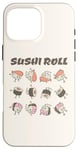 Coque pour iPhone 16 Pro Max Mignon Kawaii Rouleau de Sushi Dessin animé Dessin animé Japonais Nourriture Anime