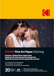 KODAK Fine Art Paper/Etching - Pack de 20 feuilles de papier photo haut de gamme texturé - Format 21 x 29.7 cm (A4) - Finition mate effet gravure - 210 gsm - Compatible toute imprimante jet d'encre