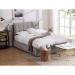 Vente-unique Lit coffre 160 x 200 cm - Velours - Gris clair + Matelas - OLERIA