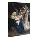 Song Of The Angels By William Adolphe Bouguereau Classic Painting Canvas Wall Art Print Ready to Hang, Framed Picture for Living Room Bedroom Home Office Décor, 24x16 Inch (60x40 cm)