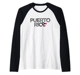 PUERTO RICO heart America flag stars stripes PR US San Juan Raglan Baseball Tee