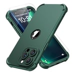 ORETECH 4 in 1 Case for iPhone 14 Pro Max Case, with [2 x Tempered Glass Screen Protector][Camera Protection][Military Grade Protective] Slim Fit Rubber Bumper for iPhone 14 Pro Max Phone Case - Green